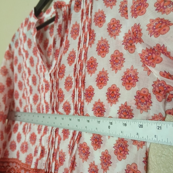 TALBOTS top colorful blouse with lightweight designs printed long sleeve size‎ M - Picture 3 of 13